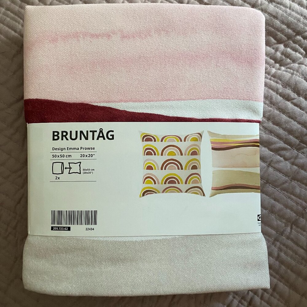 NWT - 2 - 2pk of IKEA BRUNTAG Cushion Covers - Size 20" x 20" or 50cm x 50cm